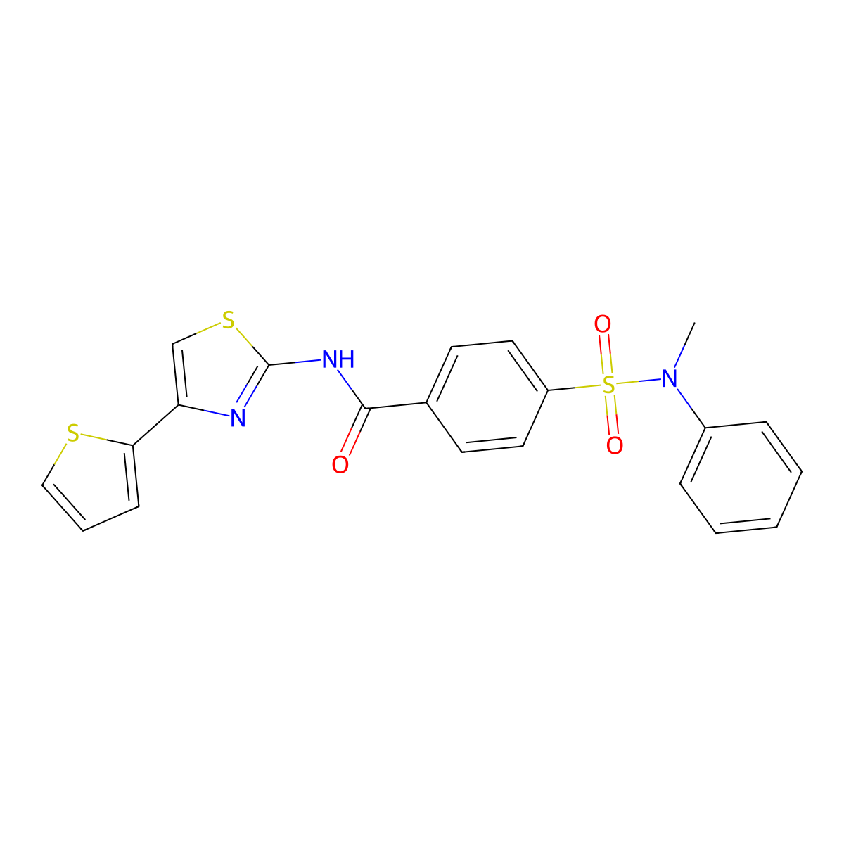 4-(N-methyl-N-phenylsulfamoyl)-N-(4-(thiophen-2-yl)thiazol-2-yl)benzamide molecular structure, CAS 325977-38-6