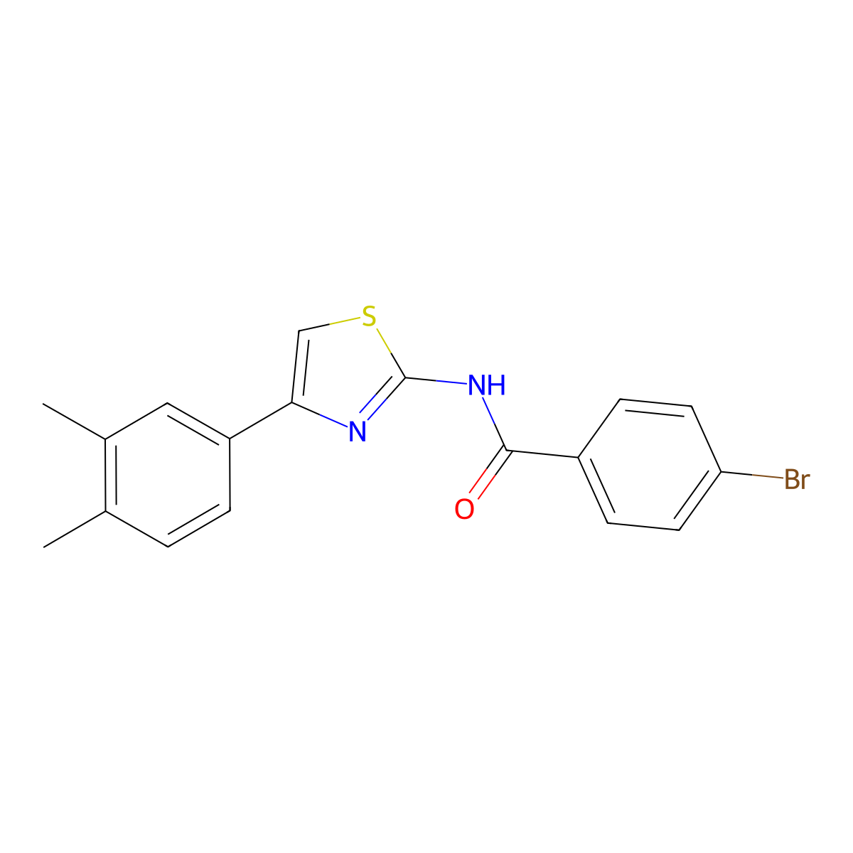 4-bromo-N-[4-(3,4-dimethylphenyl)-1,3-thiazol-2-yl]benzamide molecular structure, CAS 325977-52-4