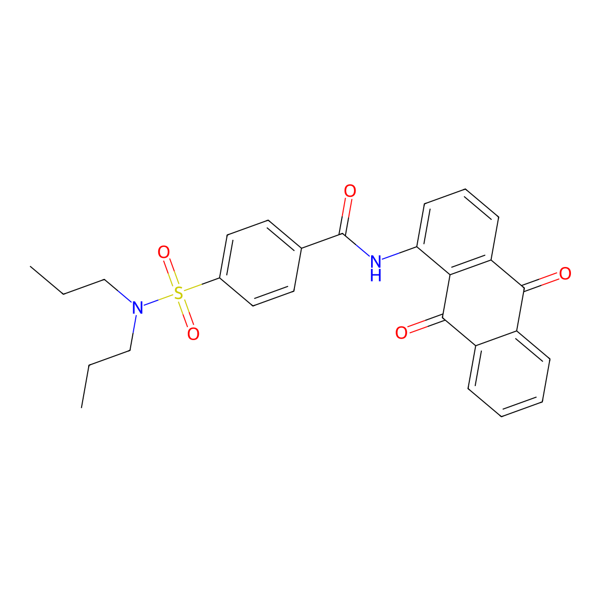 N-(9,10-dioxo-9,10-dihydroanthracen-1-yl)-4-(N,N-dipropylsulfamoyl)benzamide molecular structure, CAS 325977-59-1