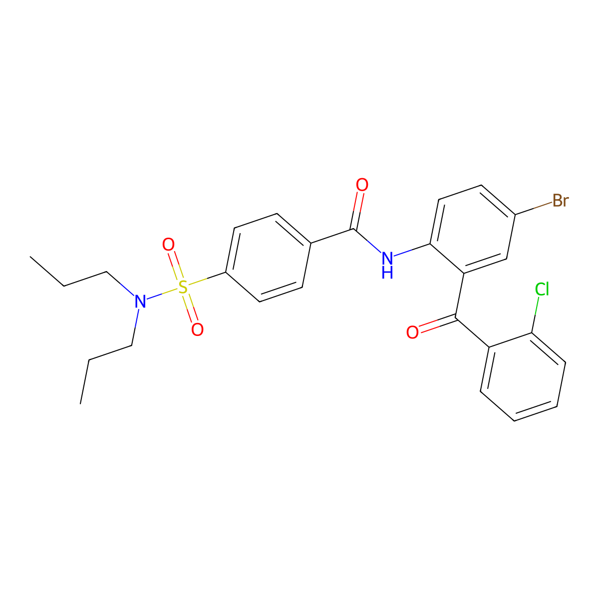 N-(4-bromo-2-(2-chlorobenzoyl)phenyl)-4-(N,N-dipropylsulfamoyl)benzamide molecular structure, CAS 325977-60-4