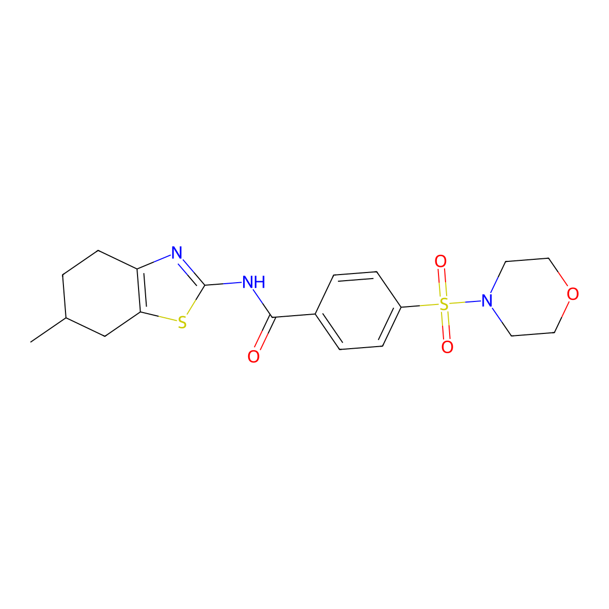 N-(6-methyl-4,5,6,7-tetrahydrobenzo[d]thiazol-2-yl)-4-(morpholinosulfonyl)benzamide molecular structure, CAS 325977-64-8