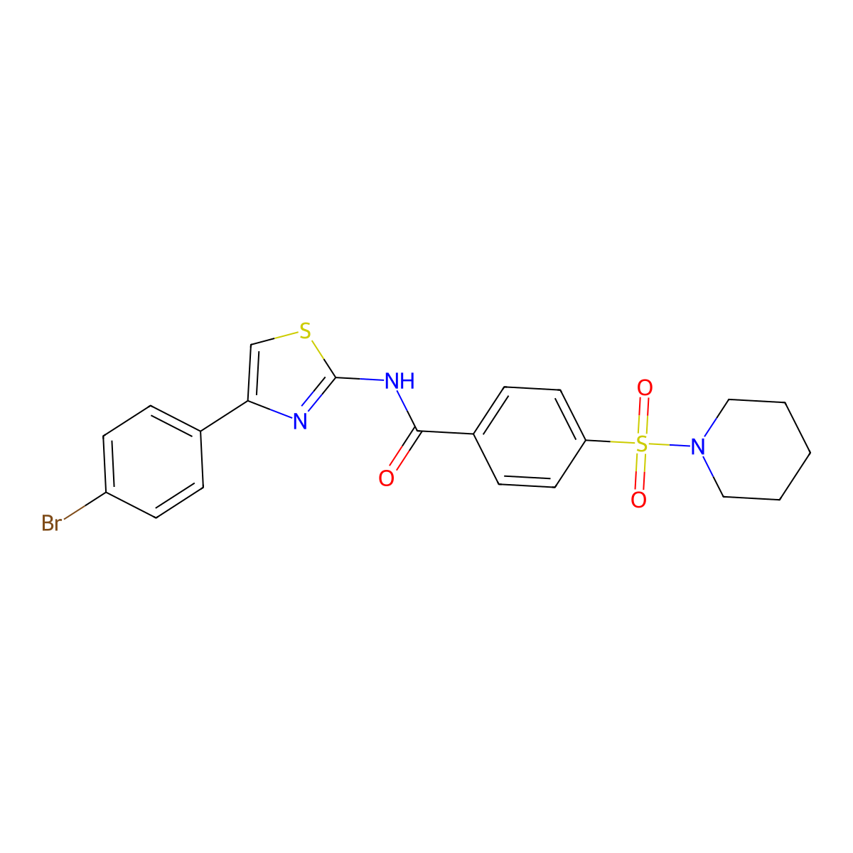 N-(4-(4-bromophenyl)thiazol-2-yl)-4-(piperidin-1-ylsulfonyl)benzamide molecular structure, CAS 325977-65-9