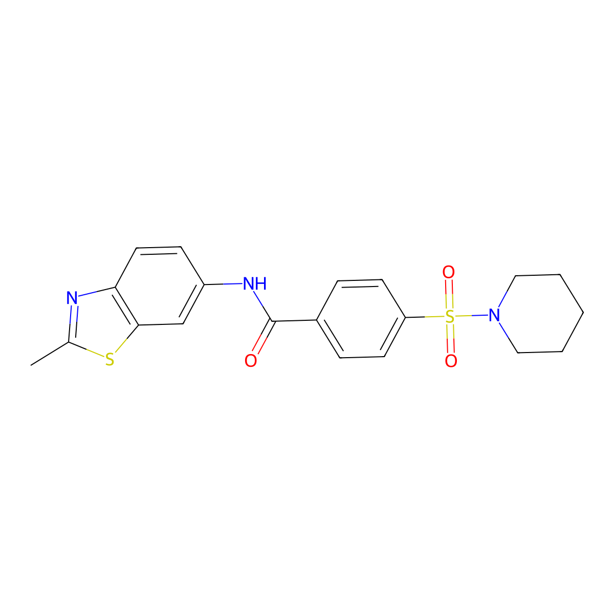 N-(2-methyl-1,3-benzothiazol-6-yl)-4-piperidin-1-ylsulfonylbenzamide molecular structure, CAS 325977-68-2
