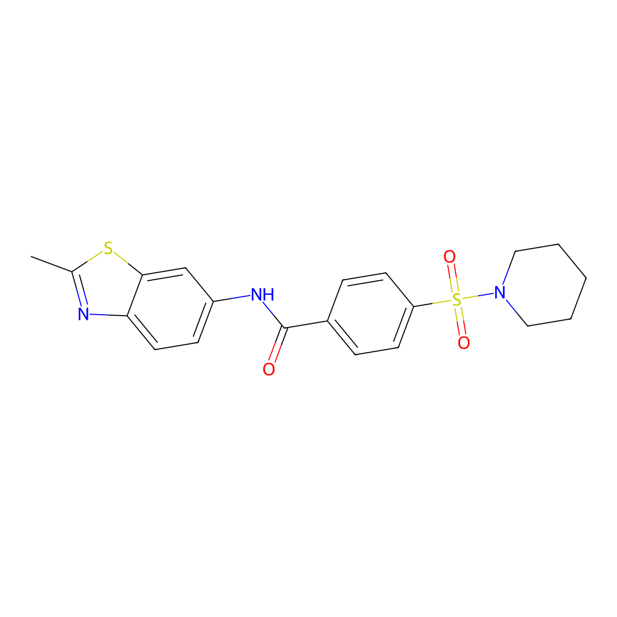 N-(2-methyl-1,3-benzothiazol-6-yl)-4-piperidin-1-ylsulfonylbenzamide molecular structure, CAS 325977-68-2