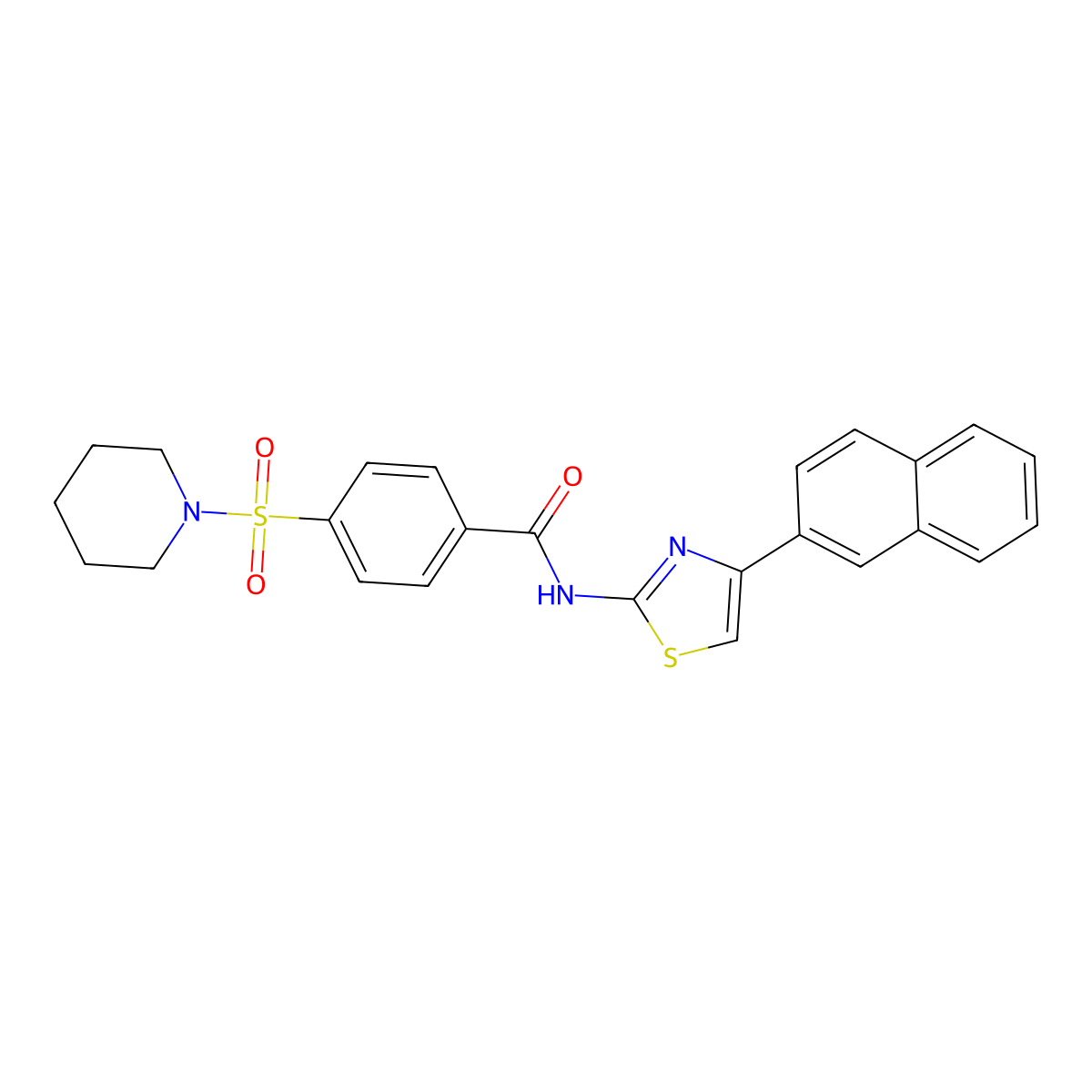 N-(4-(naphthalen-2-yl)thiazol-2-yl)-4-(piperidin-1-ylsulfonyl)benzamide molecular structure, CAS 325977-71-7