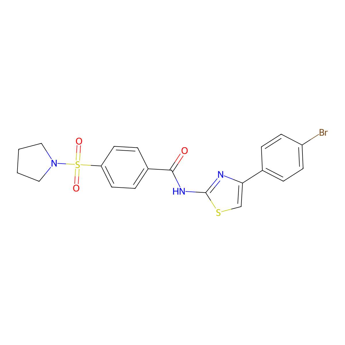 N-(4-(4-bromophenyl)thiazol-2-yl)-4-(pyrrolidin-1-ylsulfonyl)benzamide molecular structure, CAS 325977-74-0
