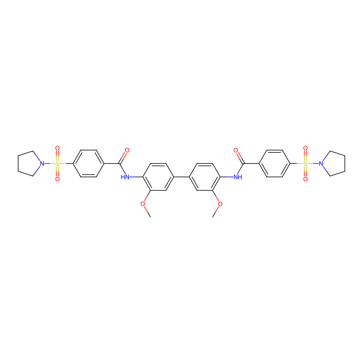 N-[2-methoxy-4-[3-methoxy-4-[(4-pyrrolidin-1-ylsulfonylbenzoyl)amino]phenyl]phenyl]-4-pyrrolidin-1-ylsulfonylbenzamide molecular structure, CAS 325977-75-1