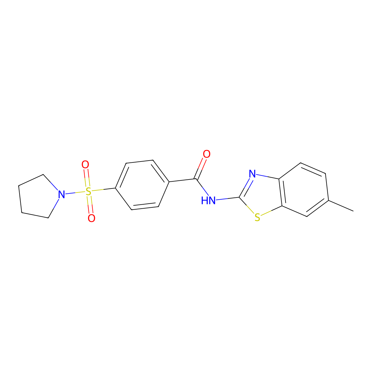 N-(6-methylbenzo[d]thiazol-2-yl)-4-(pyrrolidin-1-ylsulfonyl)benzamide molecular structure, CAS 325977-76-2