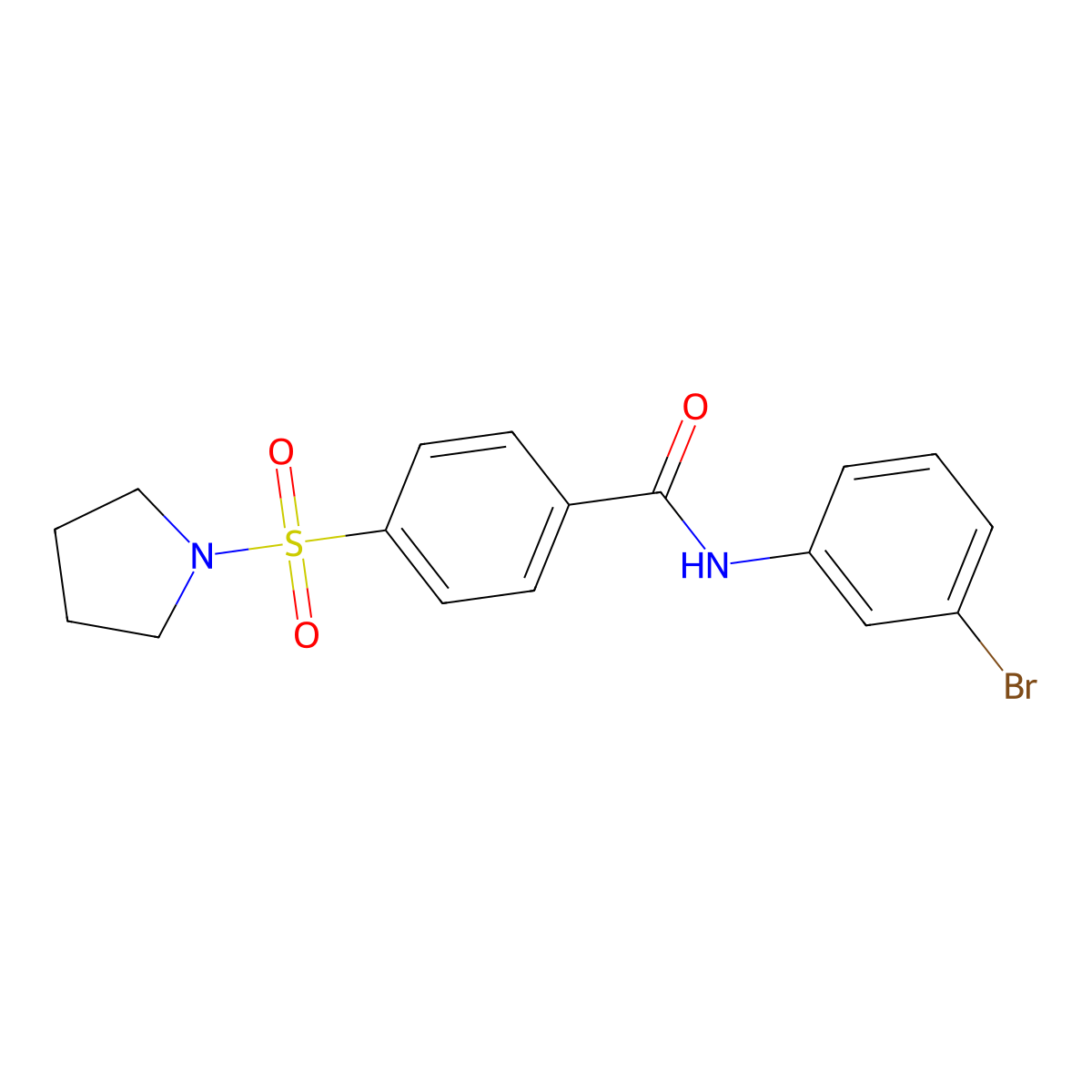 N-(3-bromophenyl)-4-pyrrolidin-1-ylsulfonylbenzamide molecular structure, CAS 325977-89-7