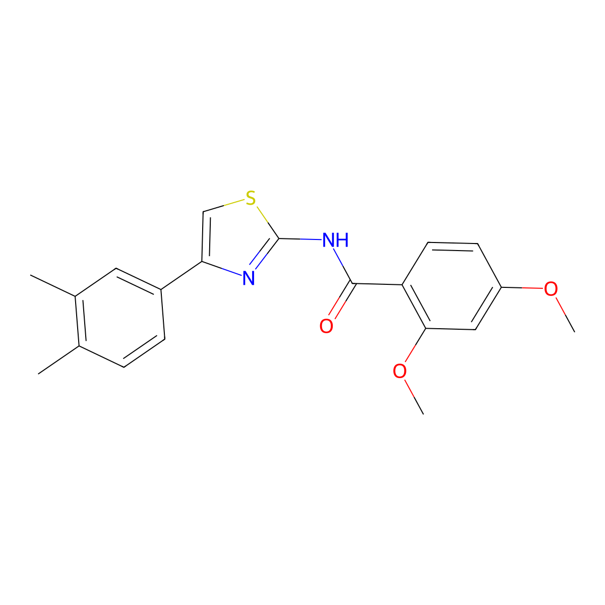 (E)-N-(4-(3,4-dimethylphenyl)thiazol-2(3H)-ylidene)-2,4-dimethoxybenzamide molecular structure, CAS 325977-93-3