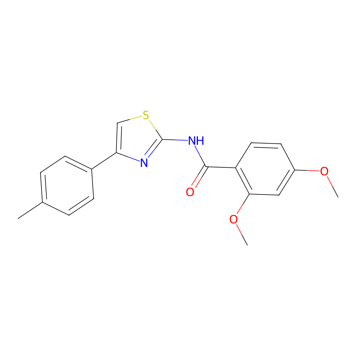 (E)-2,4-dimethoxy-N-(4-(p-tolyl)thiazol-2(3H)-ylidene)benzamide molecular structure, CAS 325977-95-5