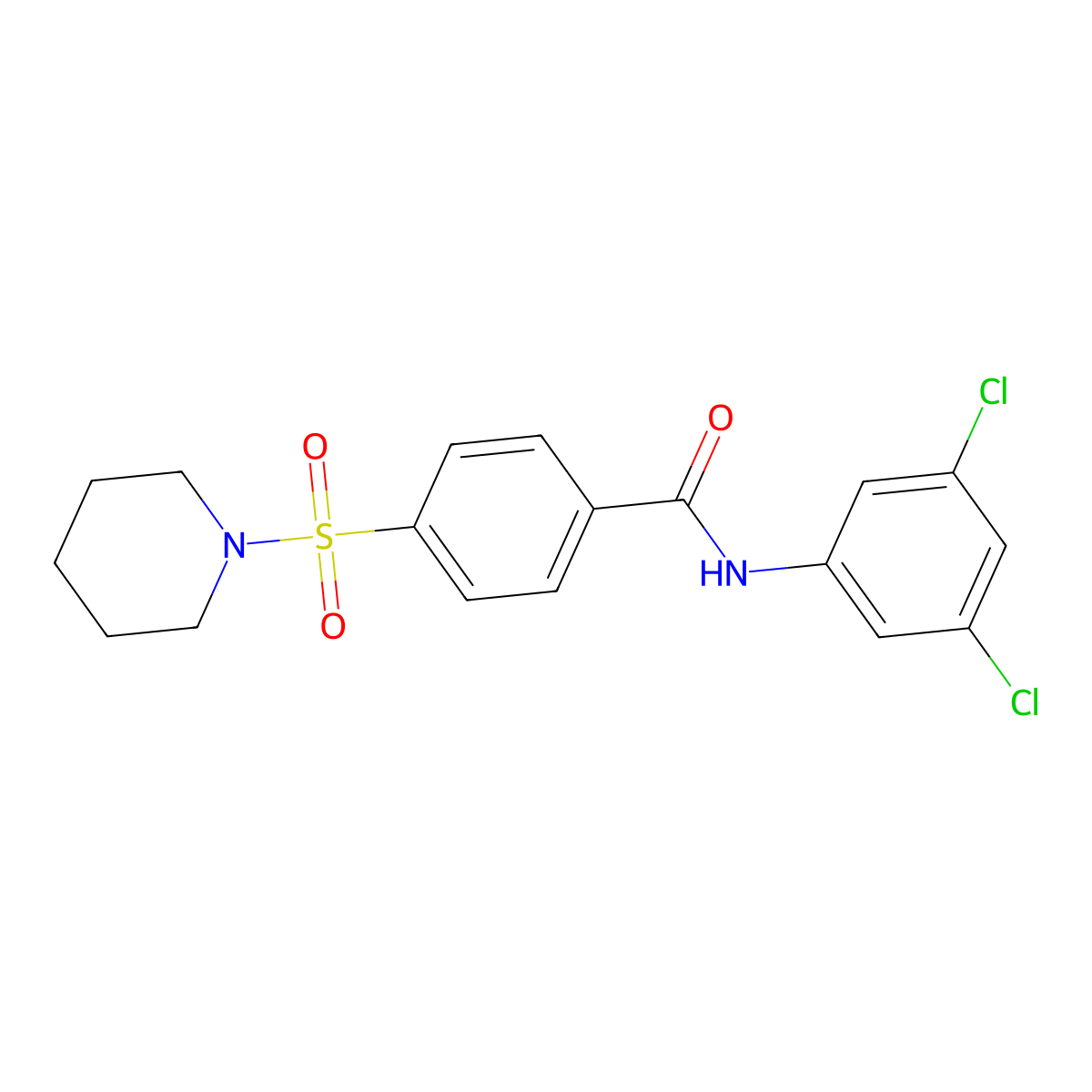 N-(3,5-dichlorophenyl)-4-(piperidin-1-ylsulfonyl)benzamide molecular structure, CAS 325977-96-6