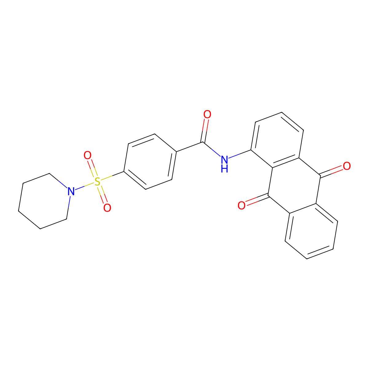 N-(9,10-dioxo-9,10-dihydroanthracen-1-yl)-4-(piperidine-1-sulfonyl)benzamide molecular structure, CAS 325977-97-7