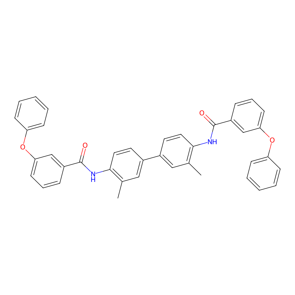 N-[2-methyl-4-[3-methyl-4-[(3-phenoxybenzoyl)amino]phenyl]phenyl]-3-phenoxybenzamide molecular structure, CAS 325978-02-7