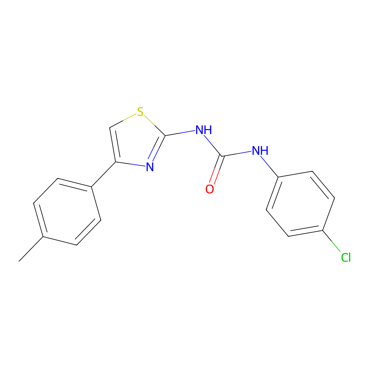 N-(4-chlorophenyl)-N'-[4-(4-methylphenyl)-1,3-thiazol-2-yl]urea molecular structure, CAS 325978-12-9