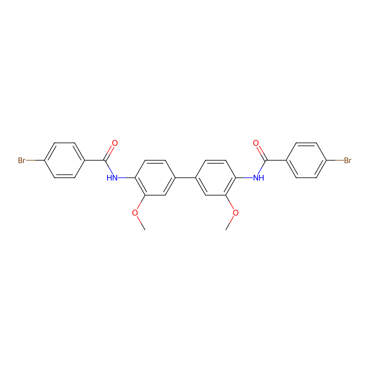 4-bromo-N-[4-[4-[(4-bromobenzoyl)amino]-3-methoxyphenyl]-2-methoxyphenyl]benzamide molecular structure, CAS 325978-15-2