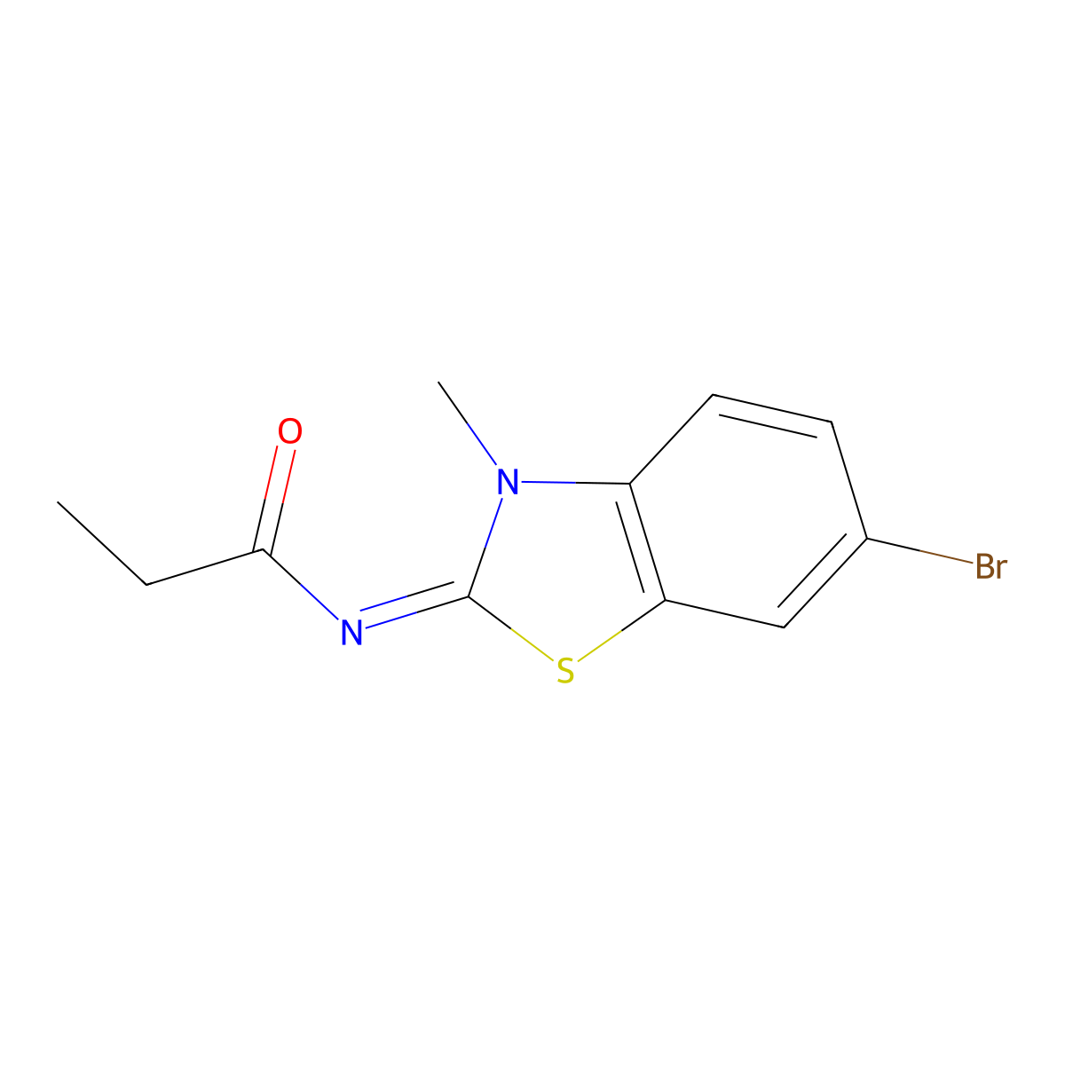 N-(6-bromo-3-methyl-1,3-benzothiazol-2-ylidene)propanamide molecular structure, CAS 325978-17-4