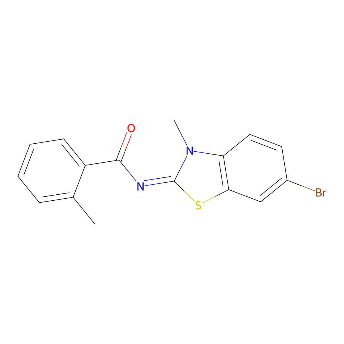 (E)-N-(6-bromo-3-methylbenzo[d]thiazol-2(3H)-ylidene)-2-methylbenzamide molecular structure, CAS 325978-18-5