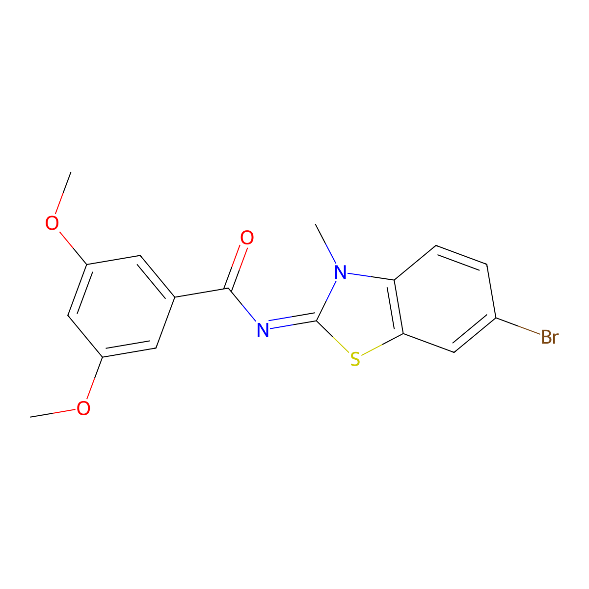 N-(6-bromo-3-methyl-1,3-benzothiazol-2-ylidene)-3,5-dimethoxybenzamide molecular structure, CAS 325978-20-9