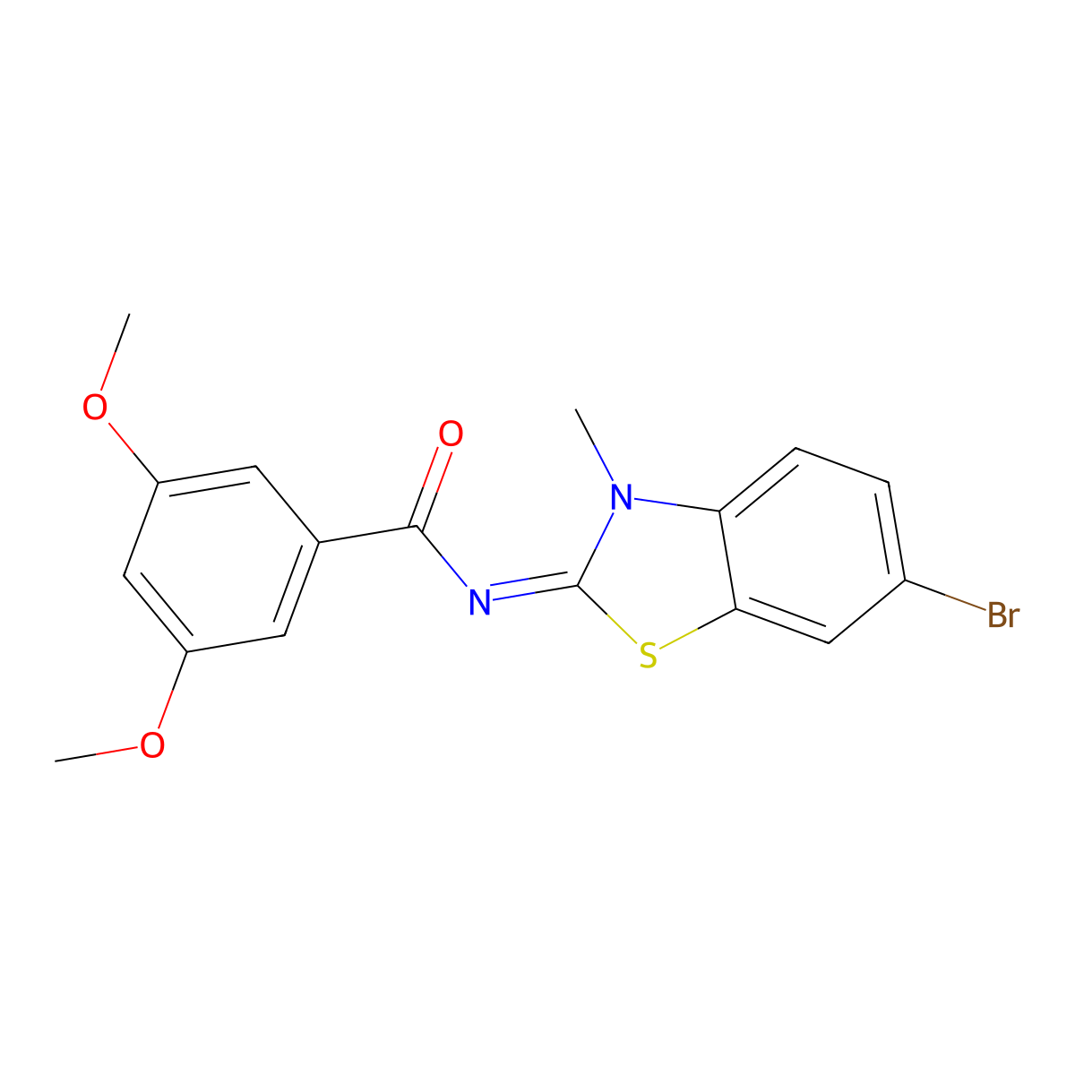 N-(6-bromo-3-methyl-1,3-benzothiazol-2-ylidene)-3,5-dimethoxybenzamide molecular structure, CAS 325978-20-9