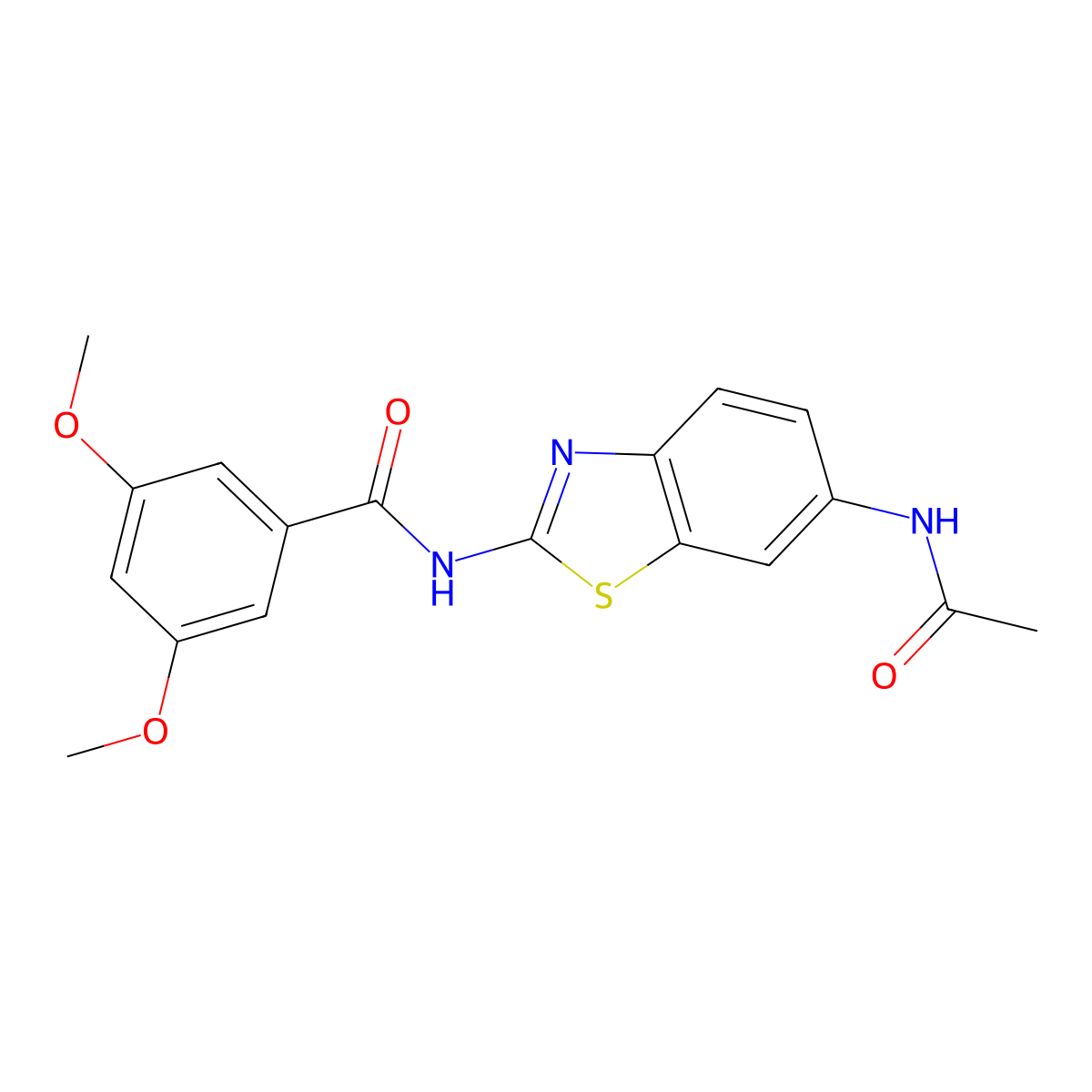 N-(6-acetamido-1,3-benzothiazol-2-yl)-3,5-dimethoxybenzamide molecular structure, CAS 325978-28-7