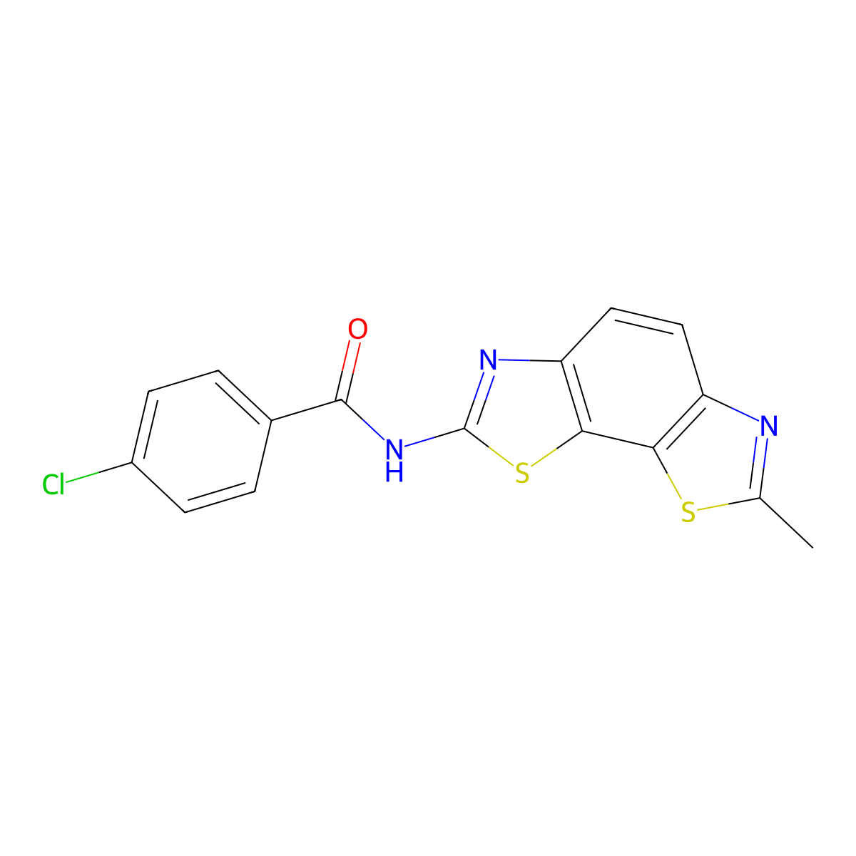 4-chloro-N-(7-methyl-[1,3]thiazolo[4,5-g][1,3]benzothiazol-2-yl)benzamide molecular structure, CAS 325978-33-4