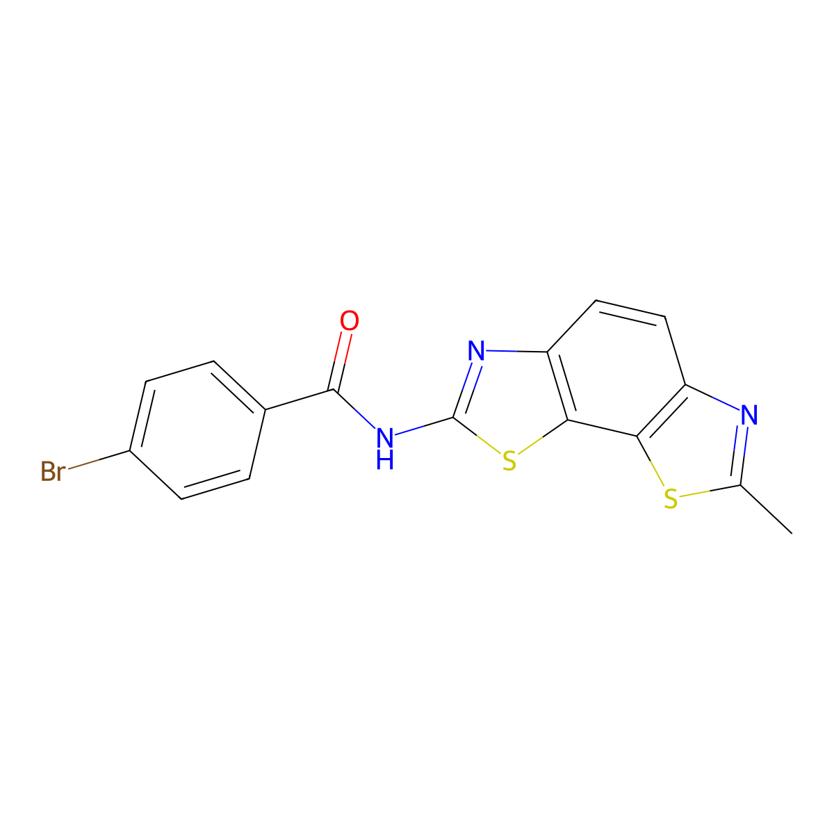 4-bromo-N-(7-methyl-[1,3]thiazolo[4,5-g][1,3]benzothiazol-2-yl)benzamide molecular structure, CAS 325978-39-0