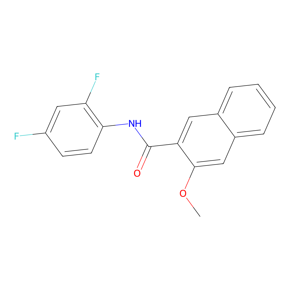 N-(2,4-difluorophenyl)-3-methoxynaphthalene-2-carboxamide molecular structure, CAS 325978-48-1
