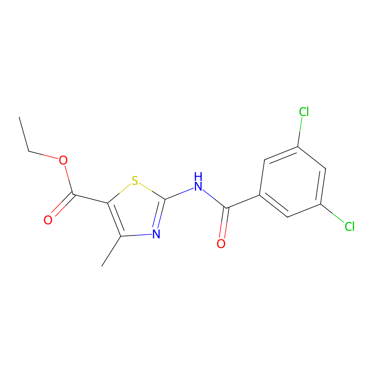 Ethyl 2-(3,5-dichlorobenzamido)-4-methylthiazole-5-carboxylate molecular structure, CAS 325978-50-5