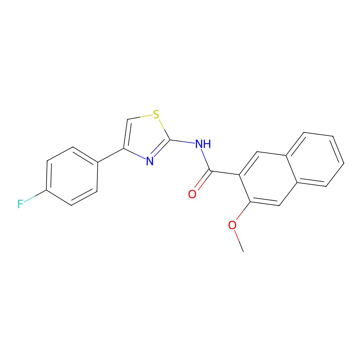 N-[4-(4-fluorophenyl)-1,3-thiazol-2-yl]-3-methoxynaphthalene-2-carboxamide molecular structure, CAS 325978-51-6