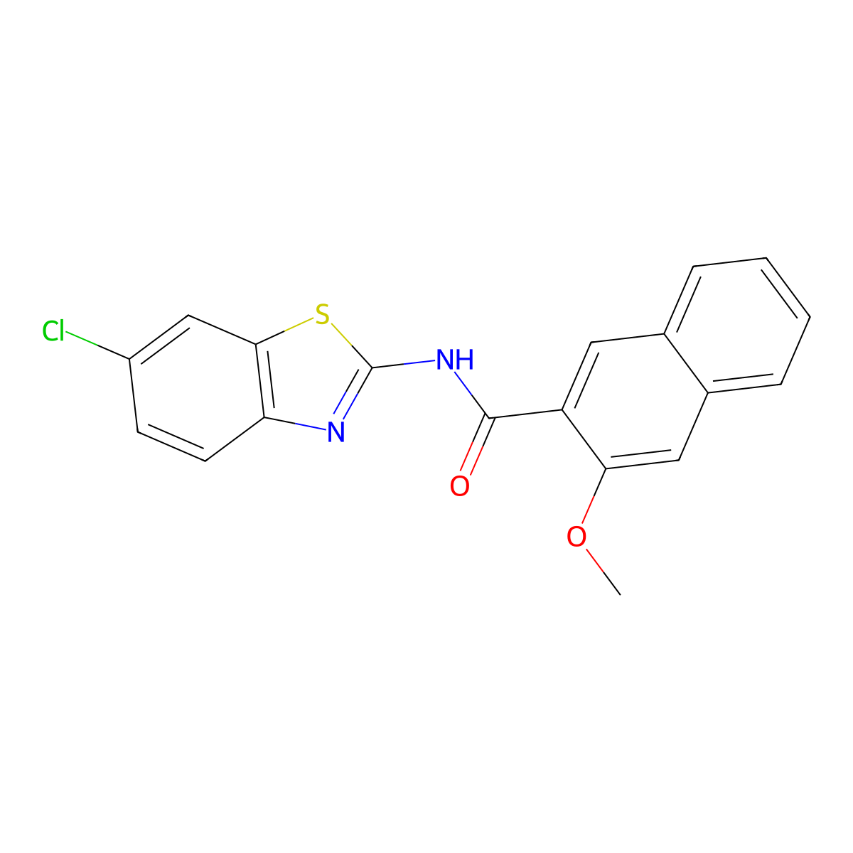 N-(6-chloro-1,3-benzothiazol-2-yl)-3-methoxynaphthalene-2-carboxamide molecular structure, CAS 325978-56-1