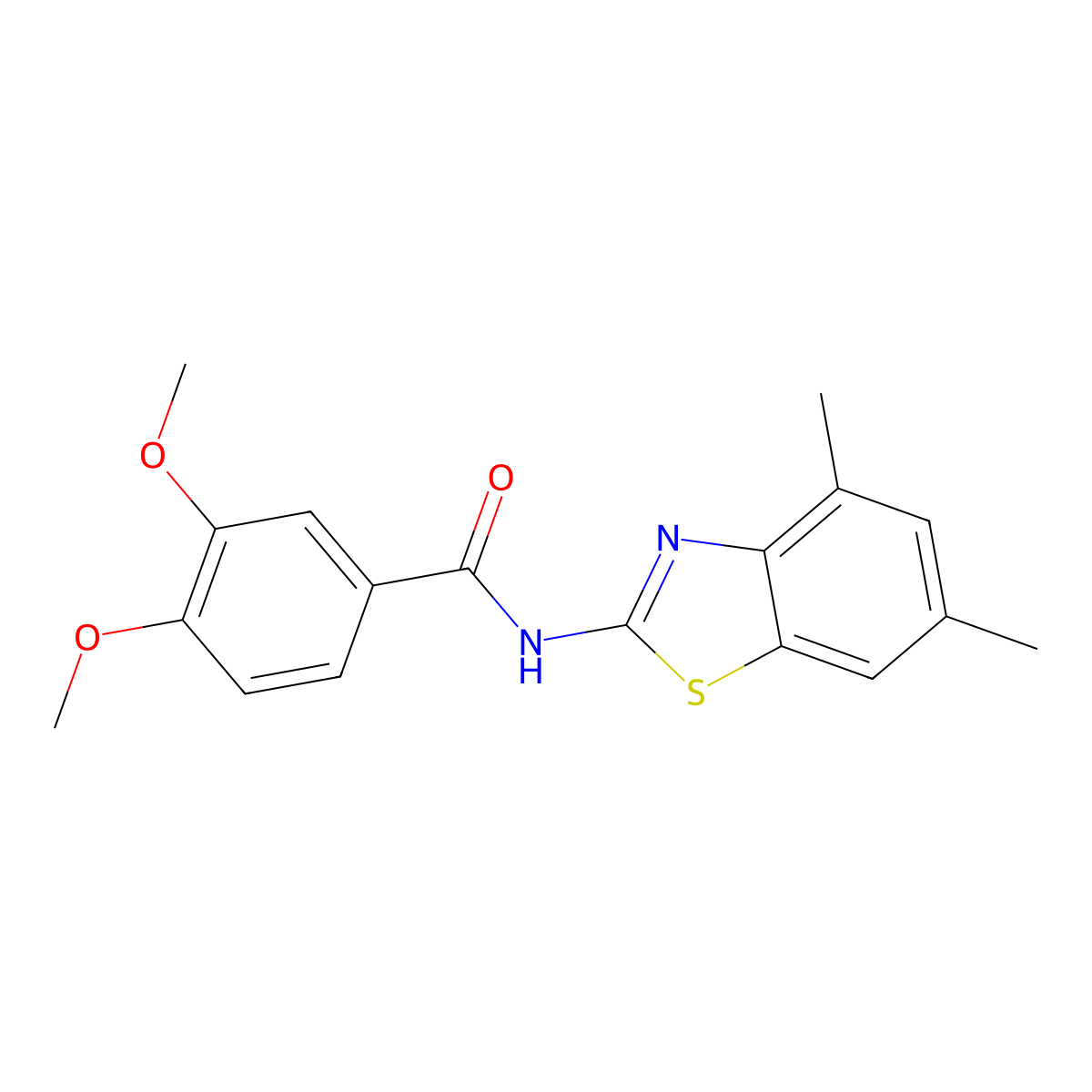 N-(4,6-dimethyl-1,3-benzothiazol-2-yl)-3,4-dimethoxybenzamide molecular structure, CAS 325978-59-4