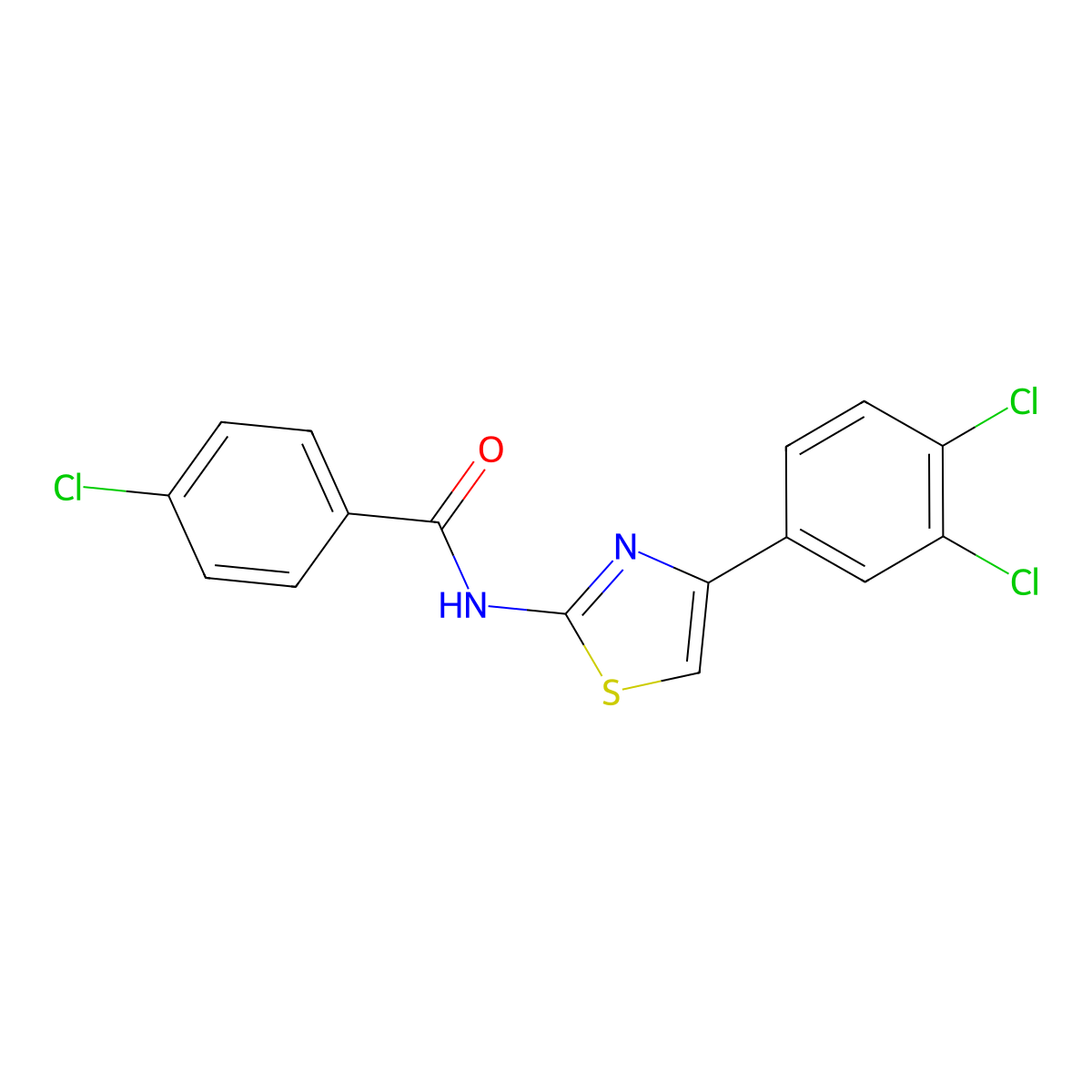 4-chloro-N-[4-(3,4-dichlorophenyl)-1,3-thiazol-2-yl]benzamide molecular structure, CAS 325978-61-8
