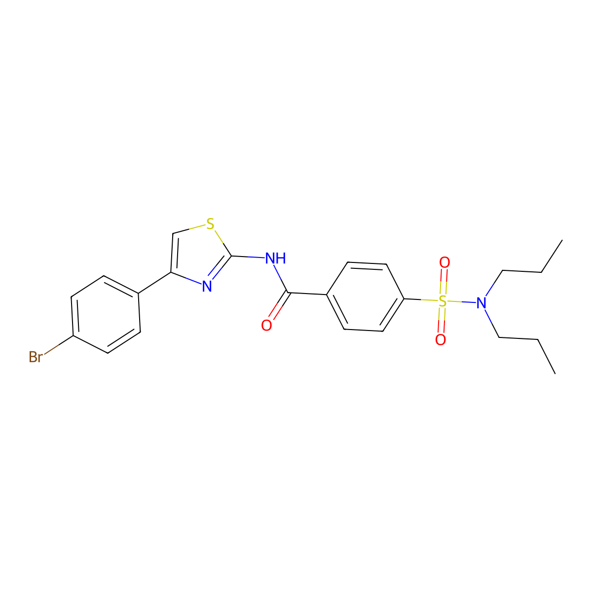 N-[4-(4-bromophenyl)-1,3-thiazol-2-yl]-4-(dipropylsulfamoyl)benzamide molecular structure, CAS 325978-71-0