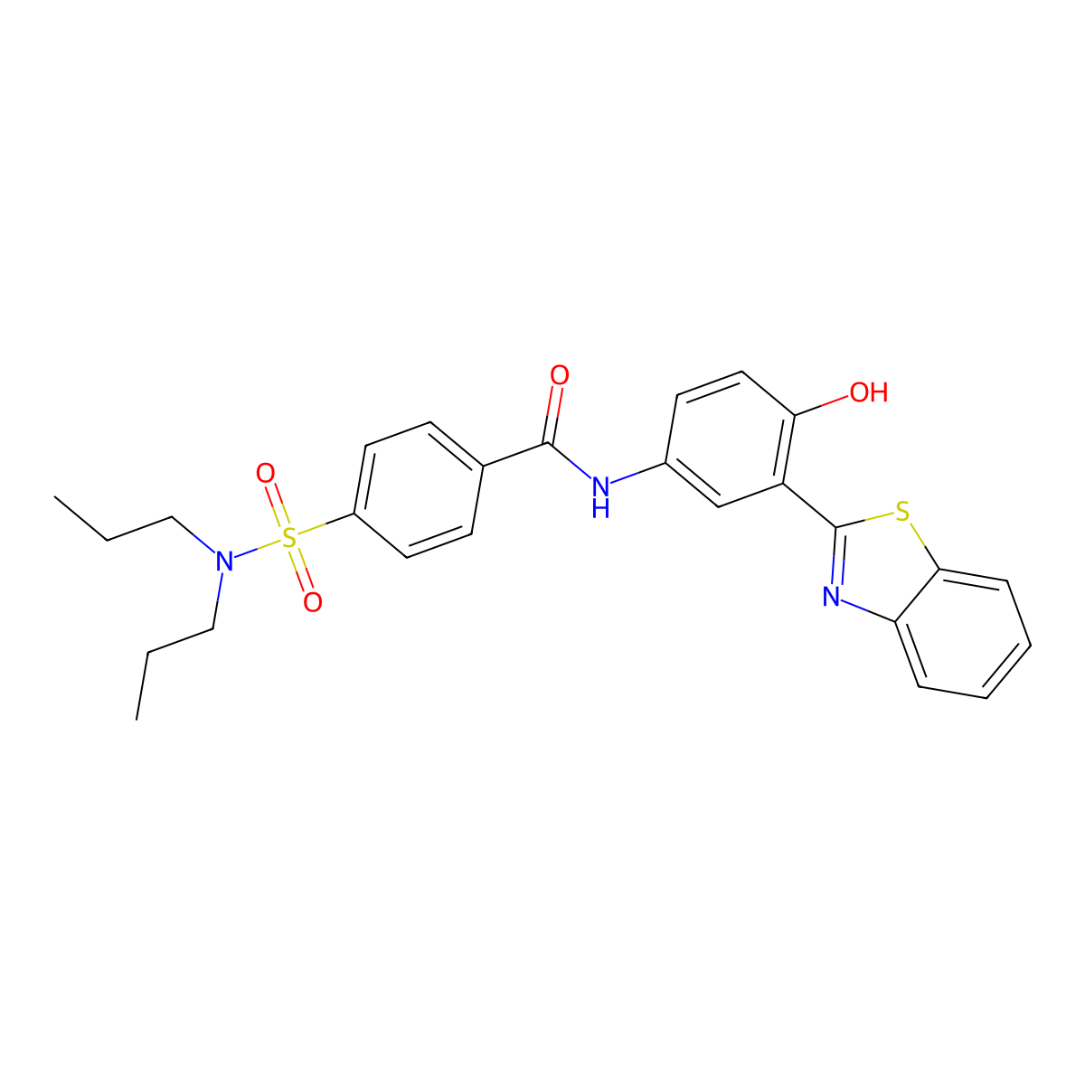 N-(3-(benzo[d]thiazol-2-yl)-4-hydroxyphenyl)-4-(N,N-dipropylsulfamoyl)benzamide molecular structure, CAS 325978-72-1