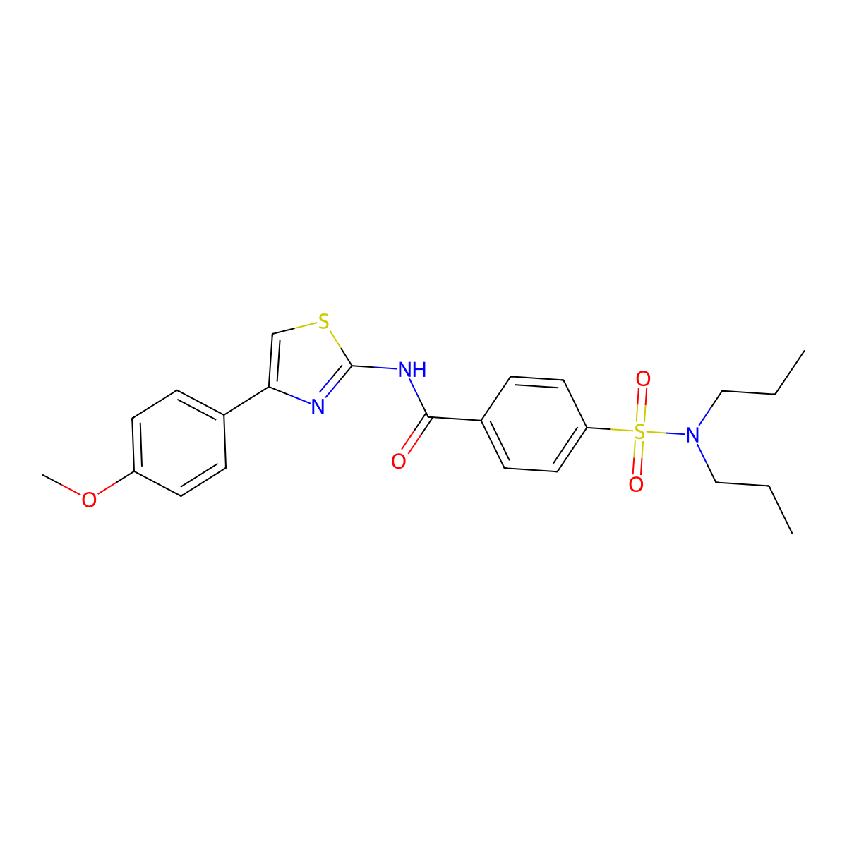 4-(dipropylsulfamoyl)-N-[4-(4-methoxyphenyl)-1,3-thiazol-2-yl]benzamide molecular structure, CAS 325978-73-2