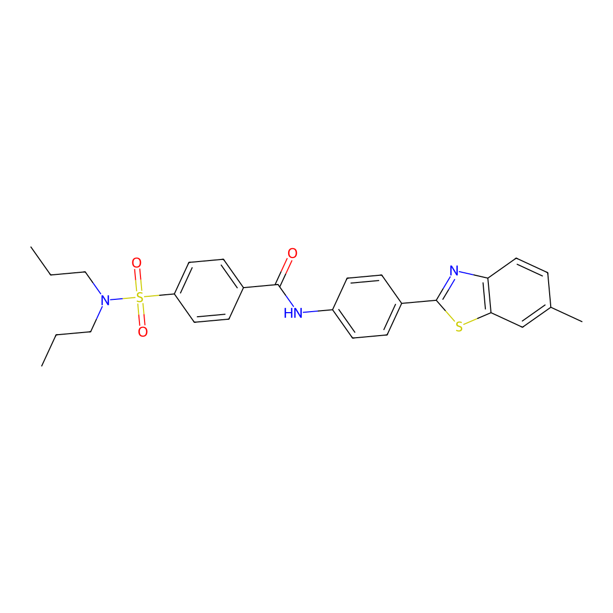4-(dipropylsulfamoyl)-N-[4-(6-methyl-1,3-benzothiazol-2-yl)phenyl]benzamide molecular structure, CAS 325978-77-6