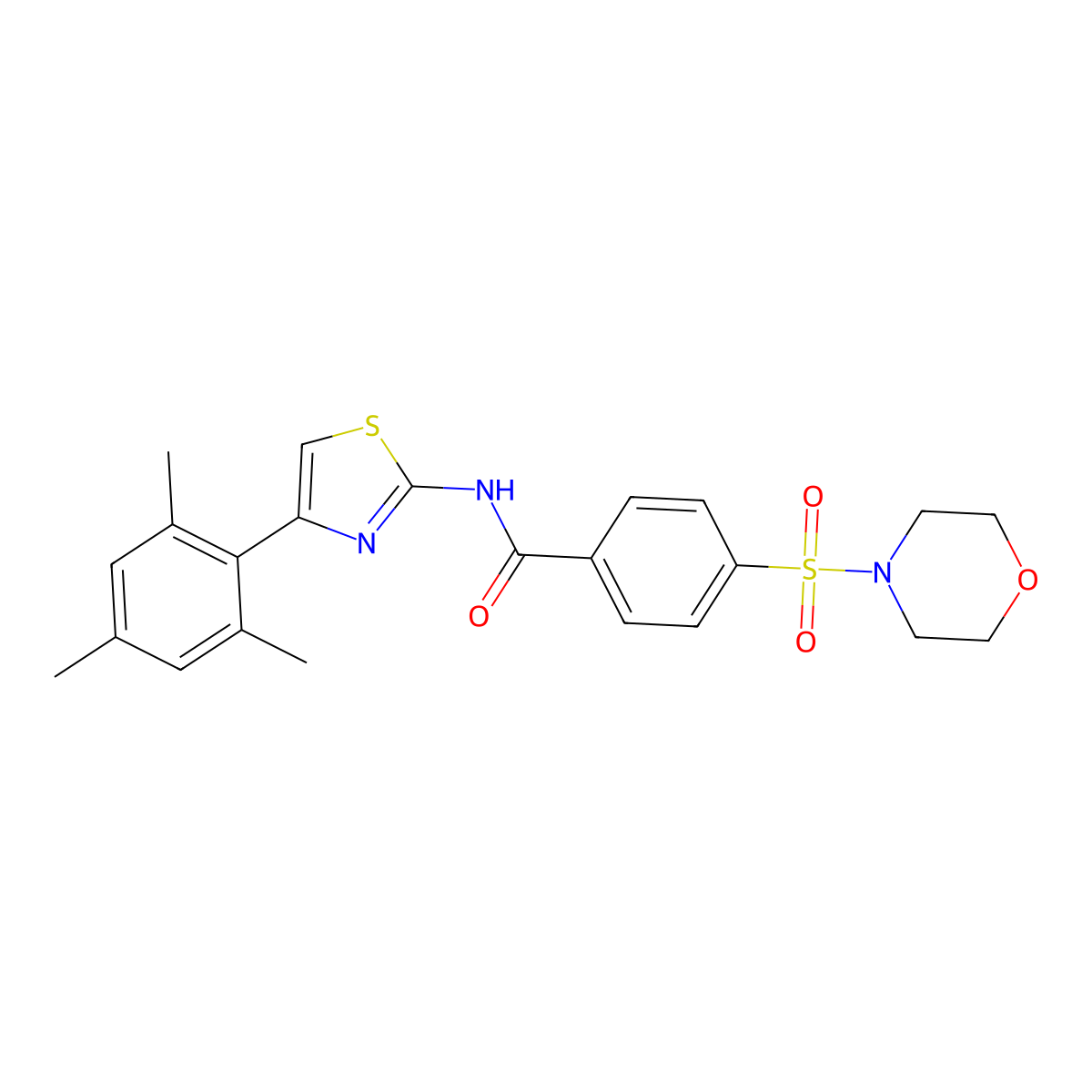 N-(4-mesitylthiazol-2-yl)-4-(morpholinosulfonyl)benzamide molecular structure, CAS 325978-79-8