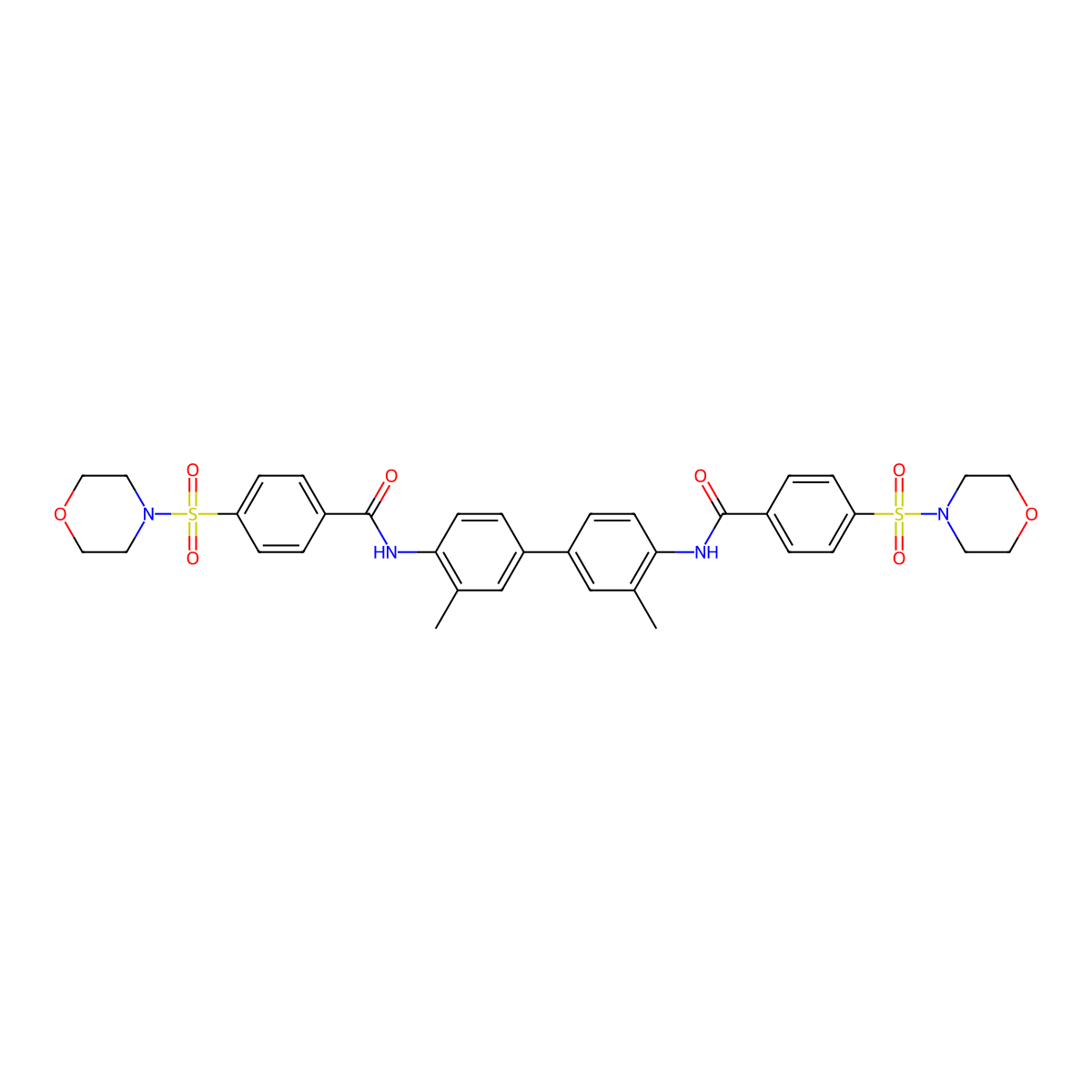 N-[2-methyl-4-[3-methyl-4-[(4-morpholin-4-ylsulfonylbenzoyl)amino]phenyl]phenyl]-4-morpholin-4-ylsulfonylbenzamide molecular structure, CAS 325978-80-1