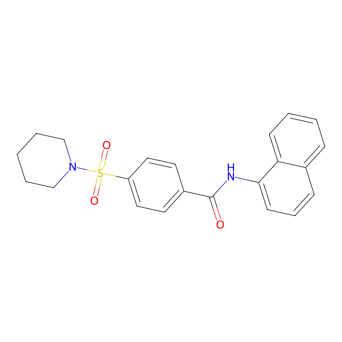 N-(naphthalen-1-yl)-4-(piperidine-1-sulfonyl)benzamide molecular structure, CAS 325978-91-4