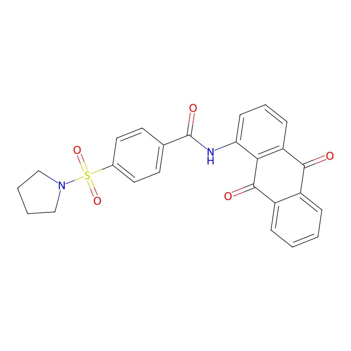 N-(9,10-dioxoanthracen-1-yl)-4-pyrrolidin-1-ylsulfonylbenzamide molecular structure, CAS 325978-95-8