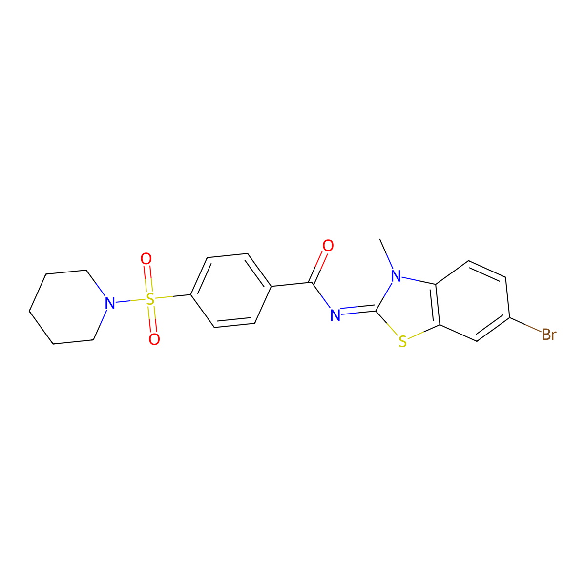 (E)-N-(6-bromo-3-methylbenzo[d]thiazol-2(3H)-ylidene)-4-(piperidin-1-ylsulfonyl)benzamide molecular structure, CAS 325979-11-1