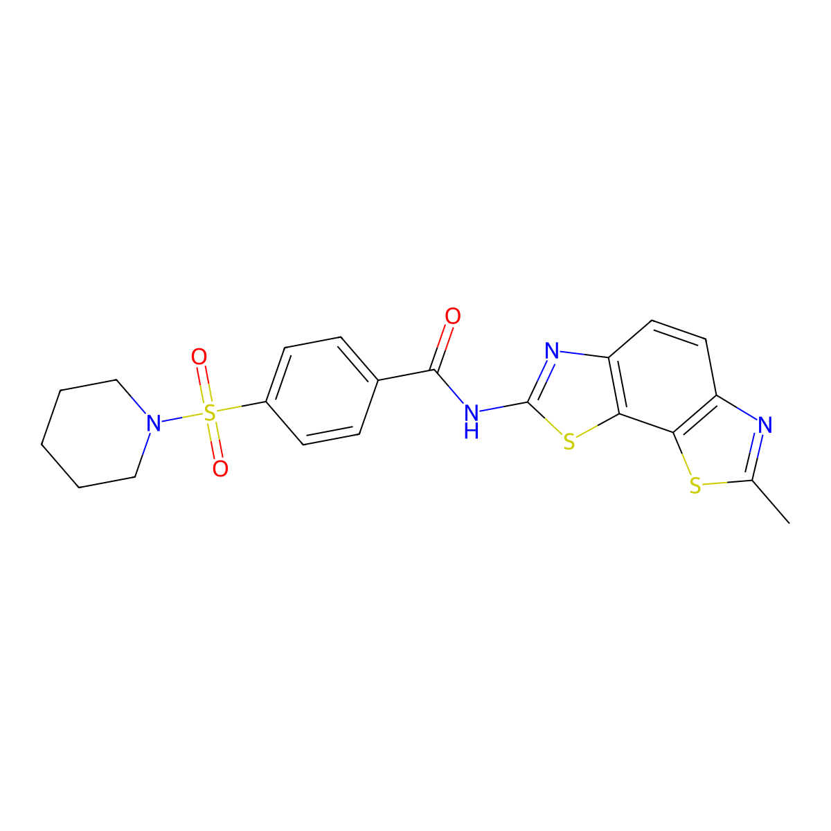 N-(7-methyl-[1,3]thiazolo[4,5-g][1,3]benzothiazol-2-yl)-4-piperidin-1-ylsulfonylbenzamide molecular structure, CAS 325979-17-7