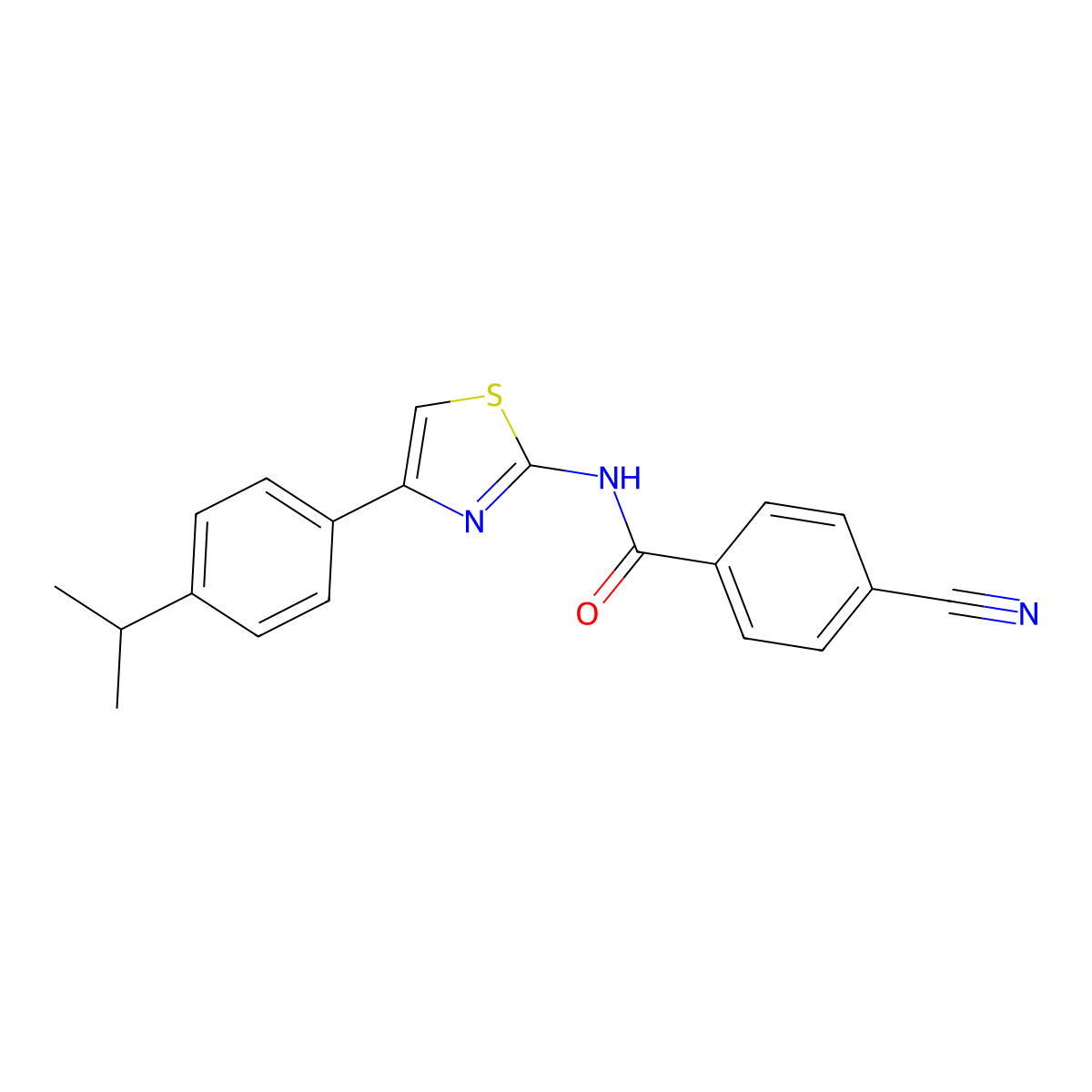 4-cyano-N-[4-(4-propan-2-ylphenyl)-1,3-thiazol-2-yl]benzamide molecular structure, CAS 325979-41-7