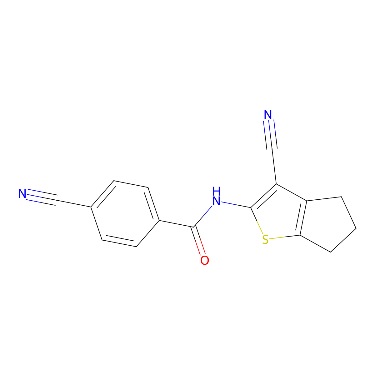 4-cyano-N-(3-cyano-5,6-dihydro-4H-cyclopenta[b]thiophen-2-yl)benzamide molecular structure, CAS 325979-42-8