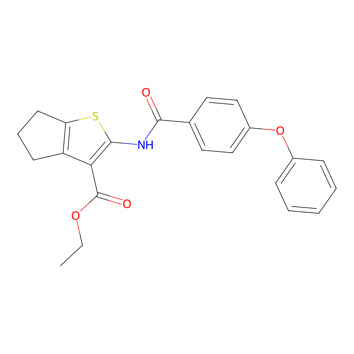ethyl 2-(4-phenoxybenzamido)-5,6-dihydro-4H-cyclopenta[b]thiophene-3-carboxylate molecular structure, CAS 325979-53-1