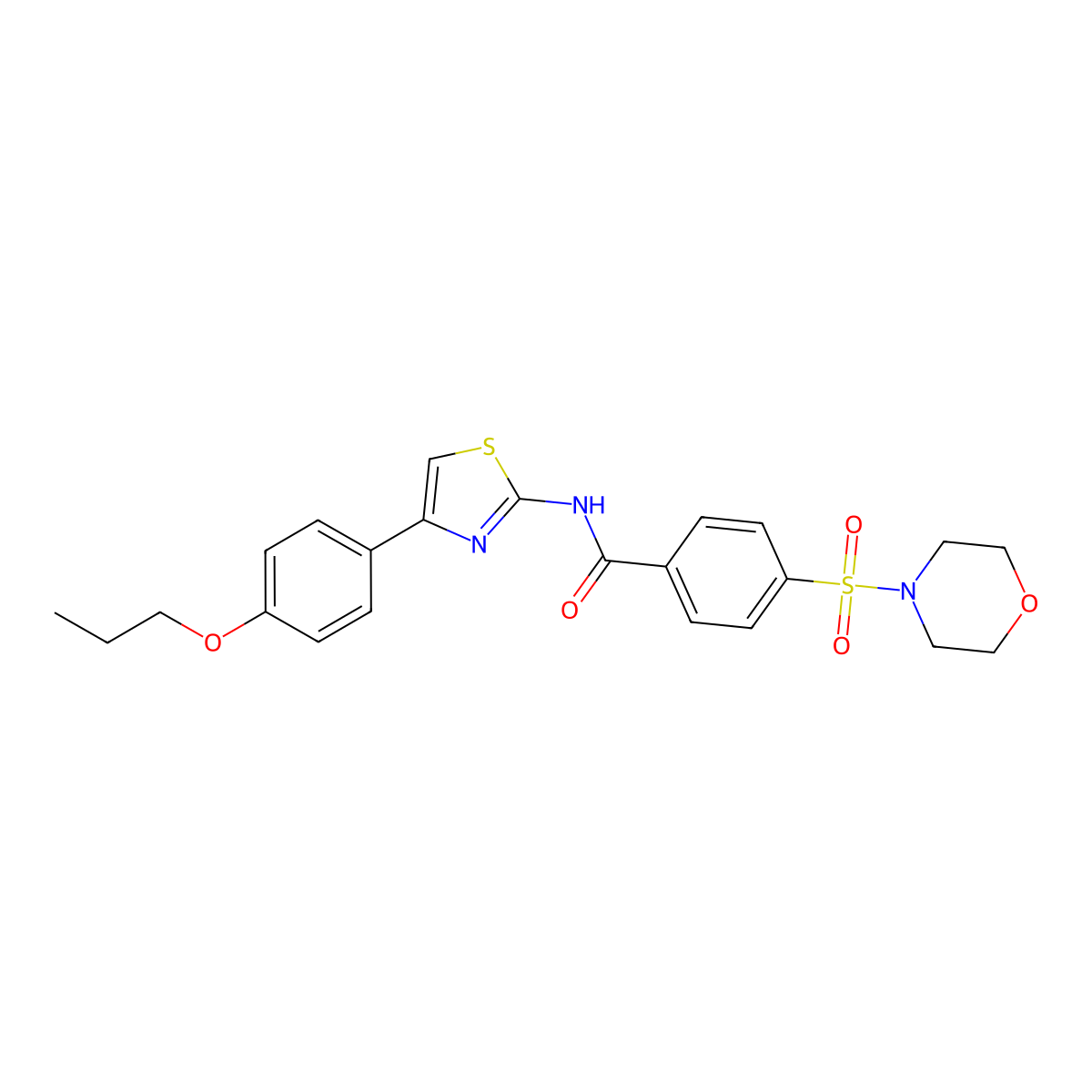 4-(morpholinosulfonyl)-N-(4-(4-propoxyphenyl)thiazol-2-yl)benzamide molecular structure, CAS 325979-60-0