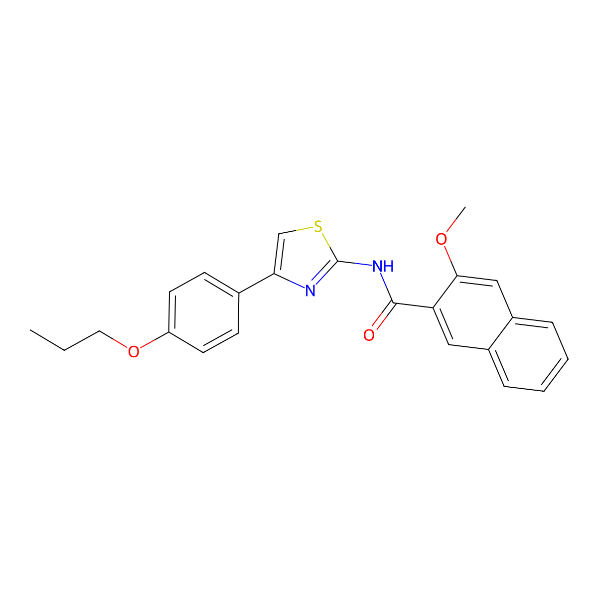 3-methoxy-N-[4-(4-propoxyphenyl)-1,3-thiazol-2-yl]naphthalene-2-carboxamide molecular structure, CAS 325979-62-2