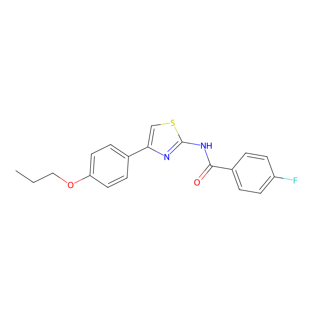 4-fluoro-N-[4-(4-propoxyphenyl)-1,3-thiazol-2-yl]benzamide molecular structure, CAS 325979-63-3