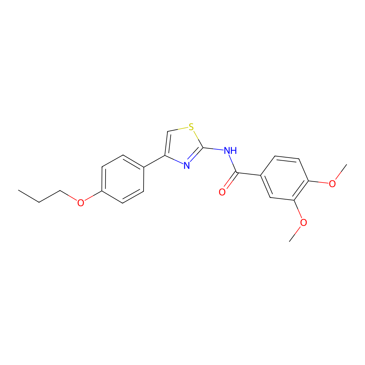 3,4-dimethoxy-N-[4-(4-propoxyphenyl)-1,3-thiazol-2-yl]benzamide molecular structure, CAS 325979-64-4